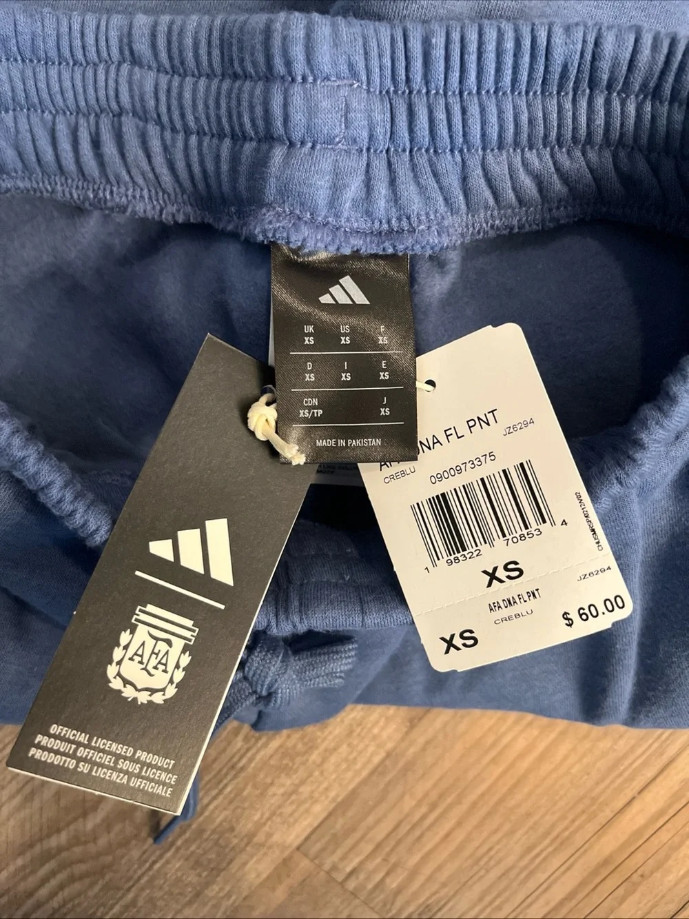 NWT Adidas Argentina National Team DNA Fleece Blue Pants JZ6294 Men’s Size XS